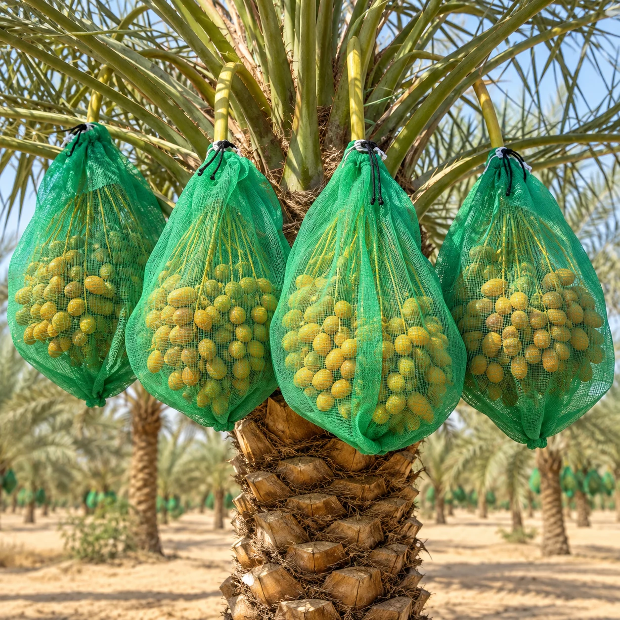 date palm bunch bags installed date palm bunch bags installed